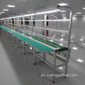 Sistema de cinta transportadora de PVC con mesa de trabajo larga
